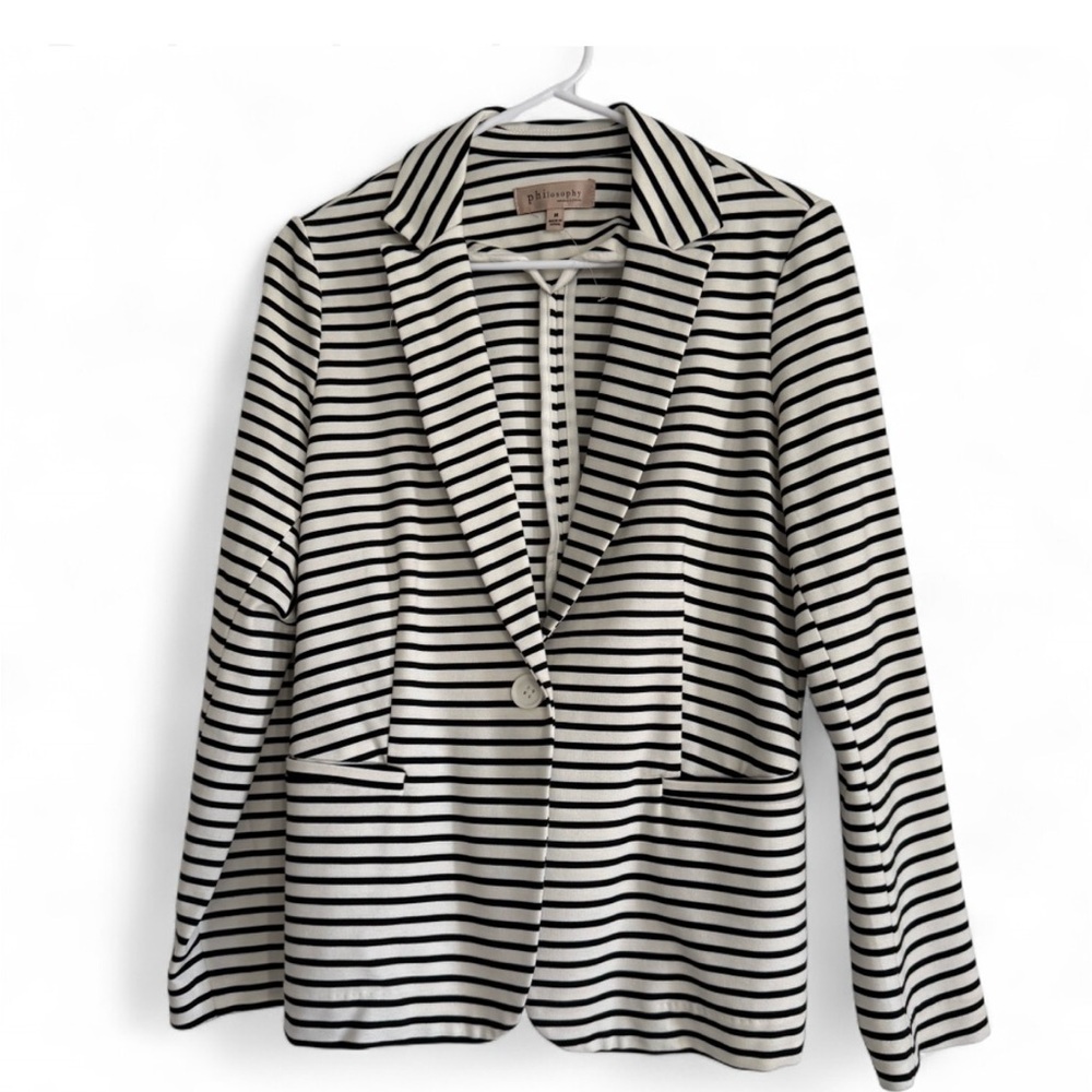 Philosophy Black and White Striped Blazer